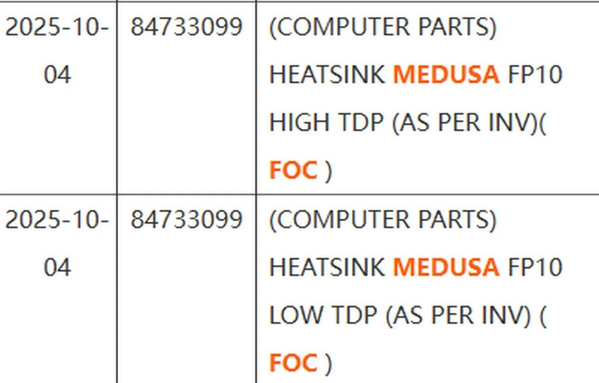 AMD Medusa Zen 6 chip in shipping manifest.