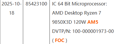 Détails sur le processeur AMD Ryzen 7 9850X3D 120W AM5.