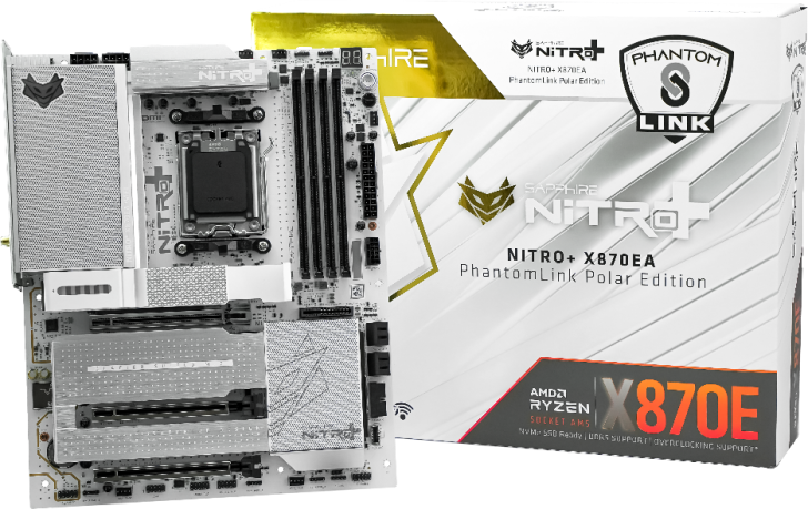 Carte mère Sapphire NITRO+ X870EA PhantomLink Polar Edition.