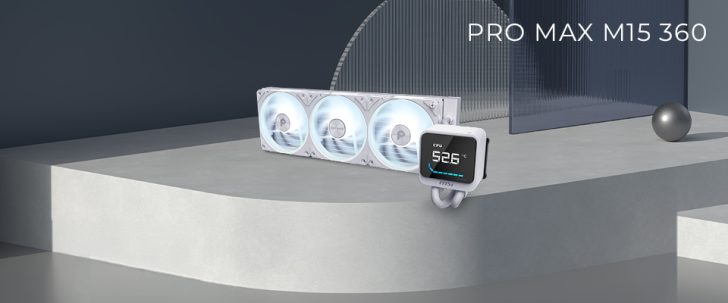 Refroidisseur liquide PRO MAX M15 360 avec ventilateurs illuminés.