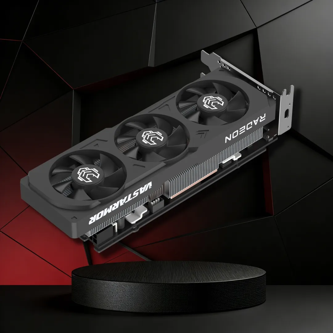 Carte graphique affichée en noir et rouge.