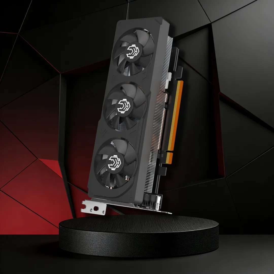 Carte graphique avec trois ventilateurs.