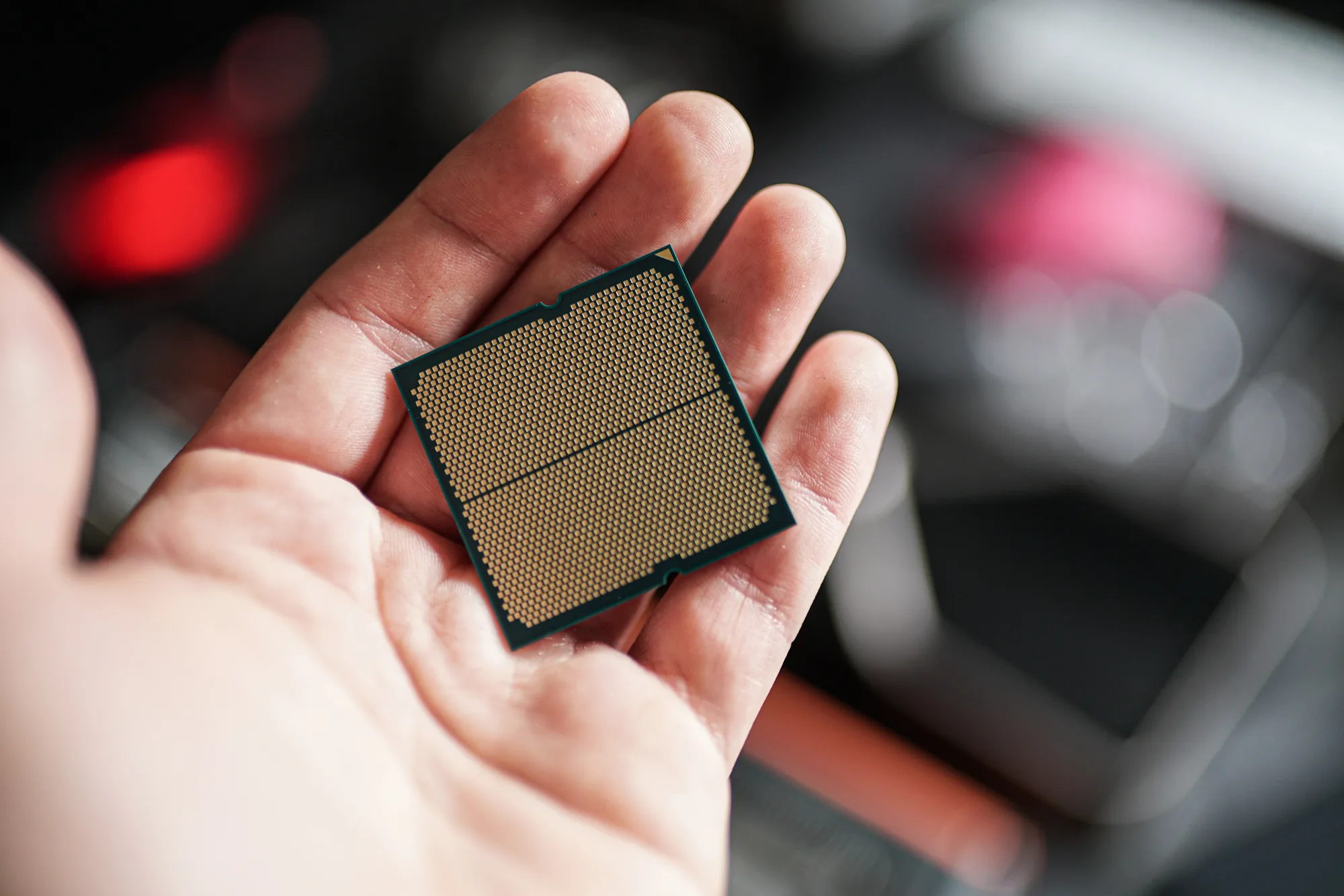 The bottom of the Ryzen 7 9800X3D.