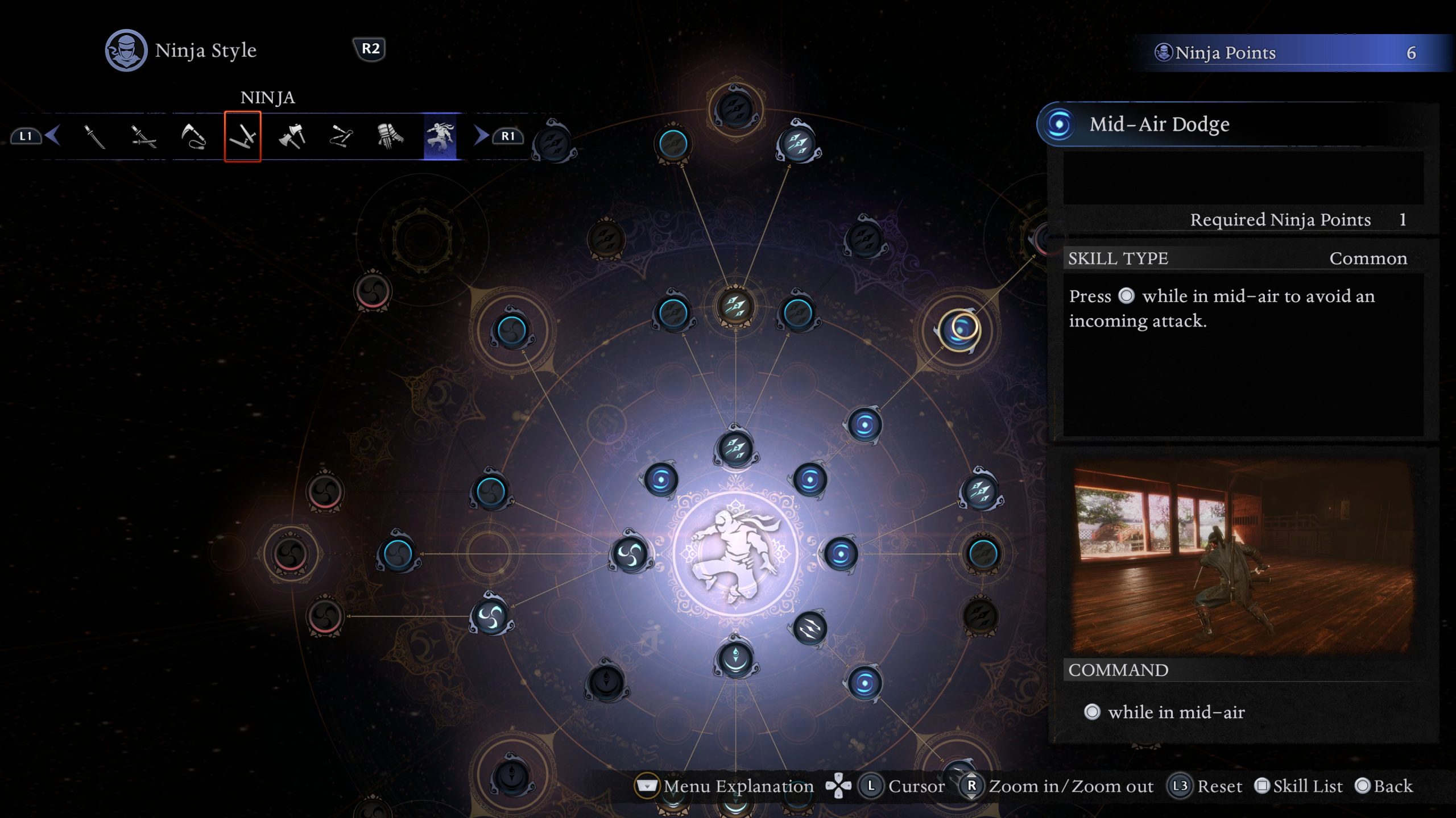 Technique 'Dodge en Mid-Air' dans Nioh 3