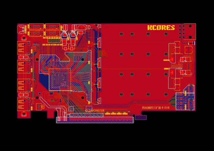 Design de circuit de la carte KCORES 'OLDMONSTER'.