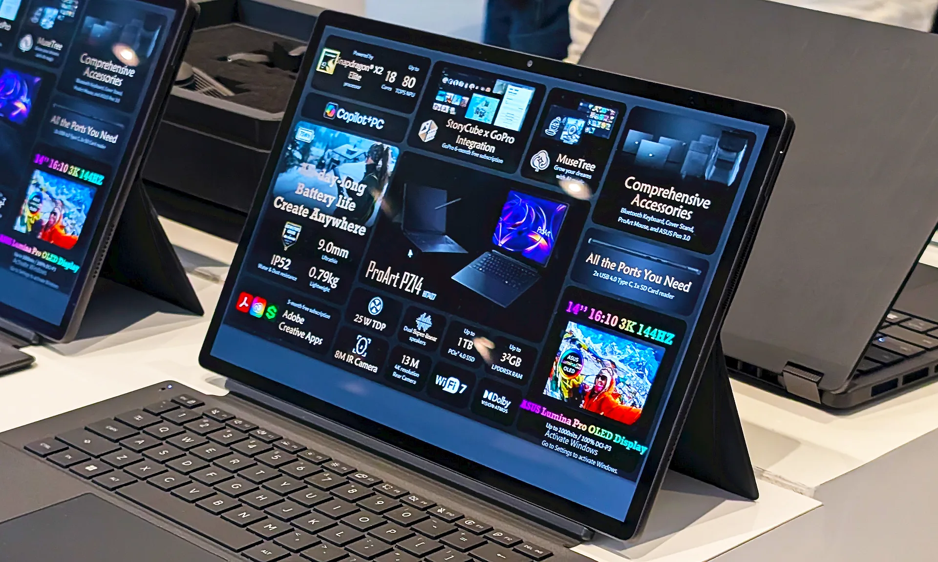 ProArt PZ14 sitting open on a white desk.