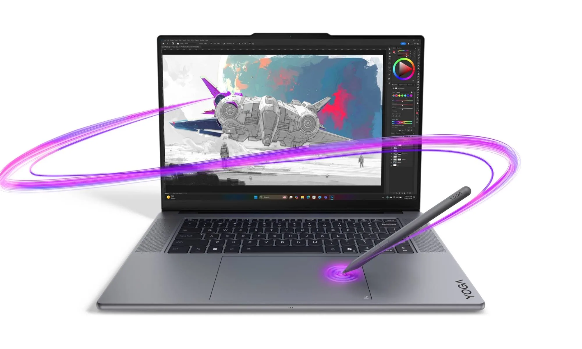 Lenovo Yoga Pro 9i Aura Edition sur fond blanc.