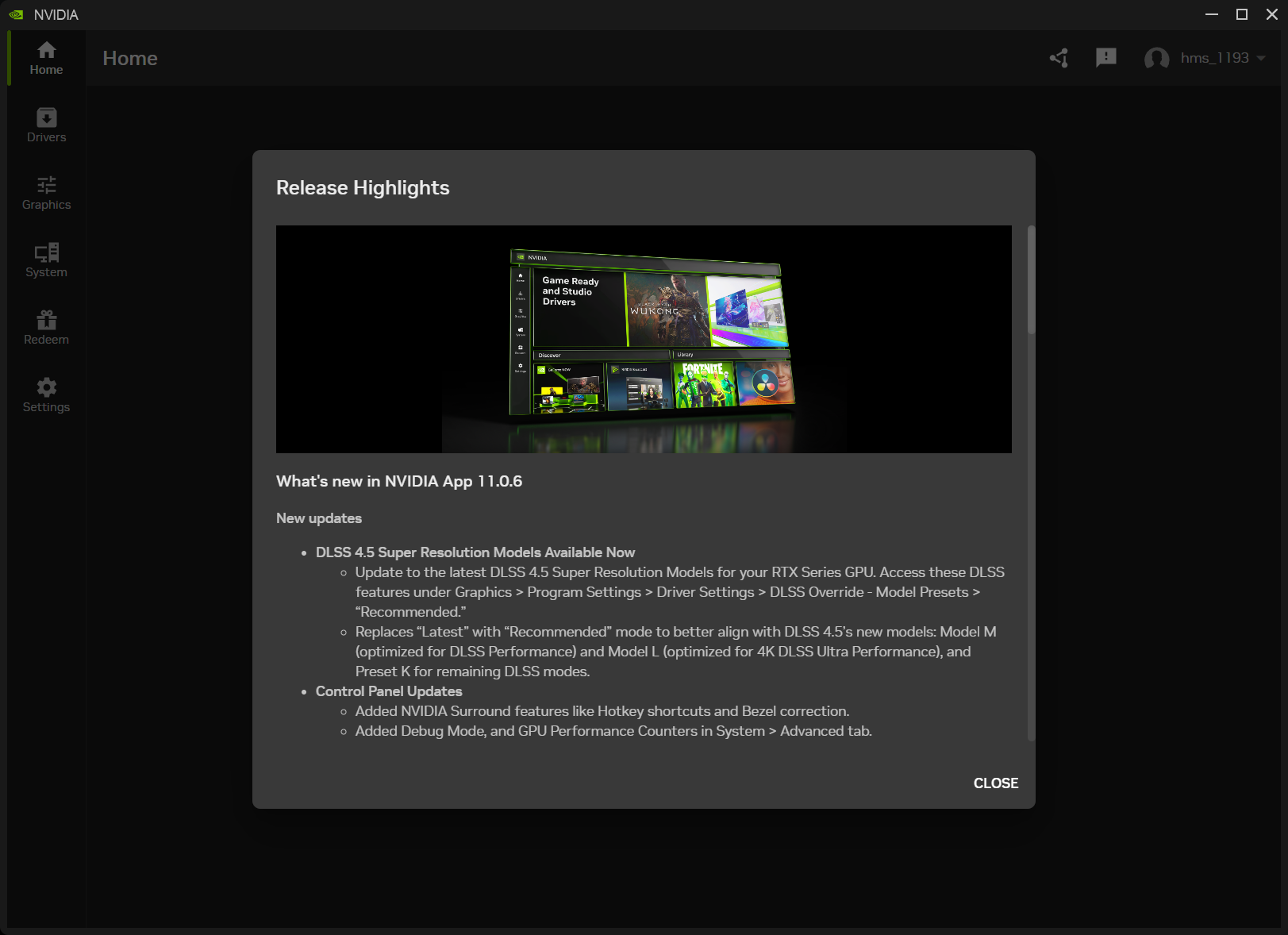 L'application NVIDIA version 11.0.6 met en avant de nouvelles mises à jour, incluant les modèles DLSS 4.5 Super Résolution.