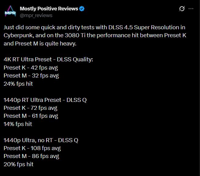 Tests de performance DLSS 4.5 vs 4.0 sur RTX 3080 Ti.