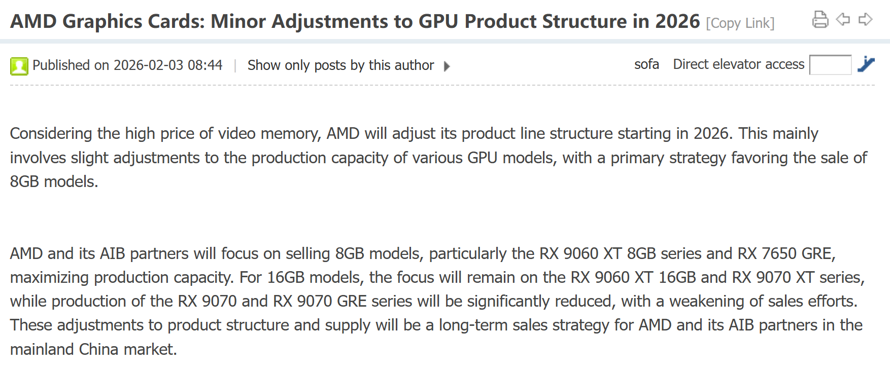 AMD adapte sa gamme de GPU en 2026