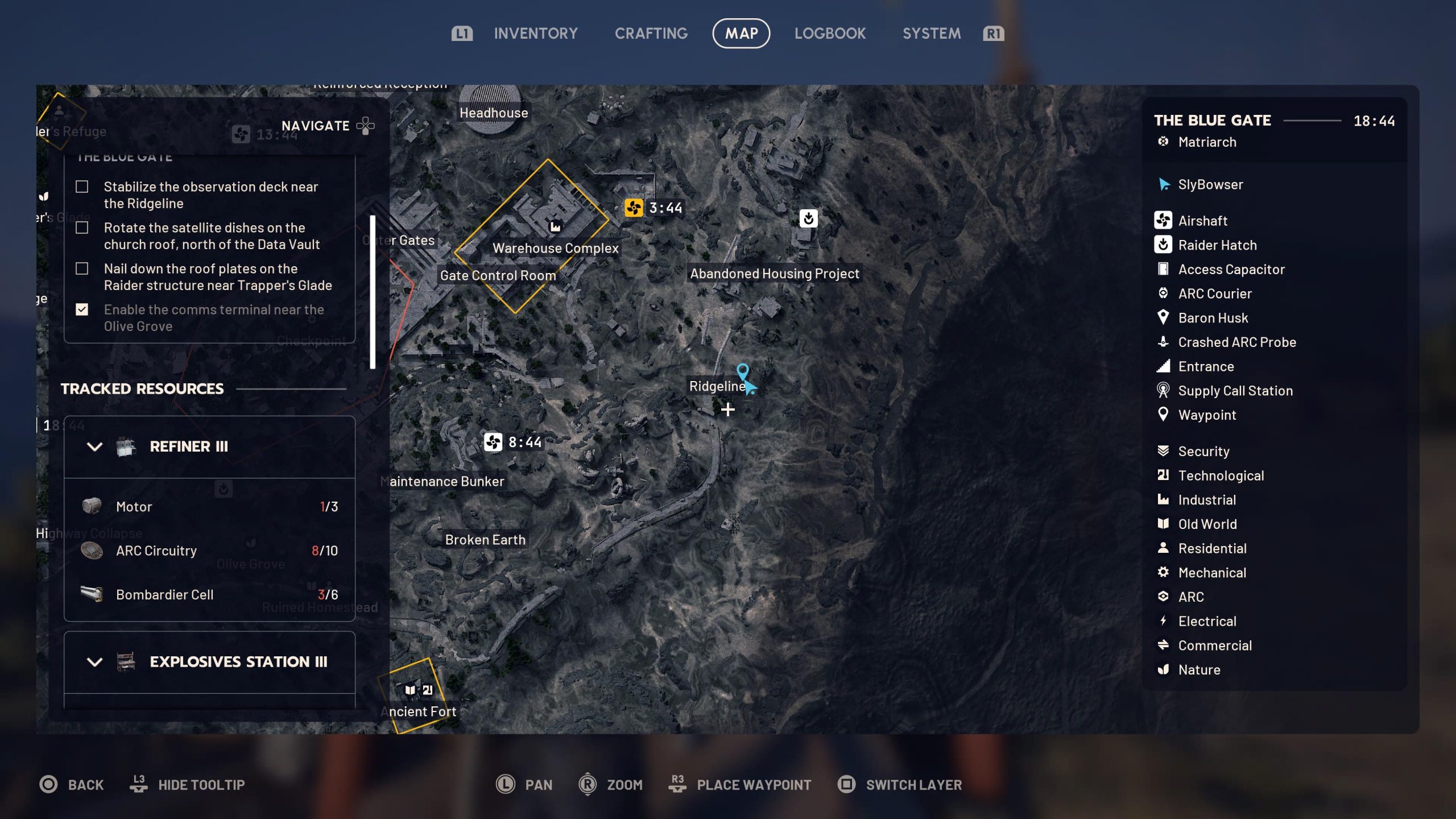 Interface de carte du jeu ARC Raiders