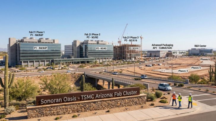 Schéma du site de TSMC Arizona Fab Cluster.