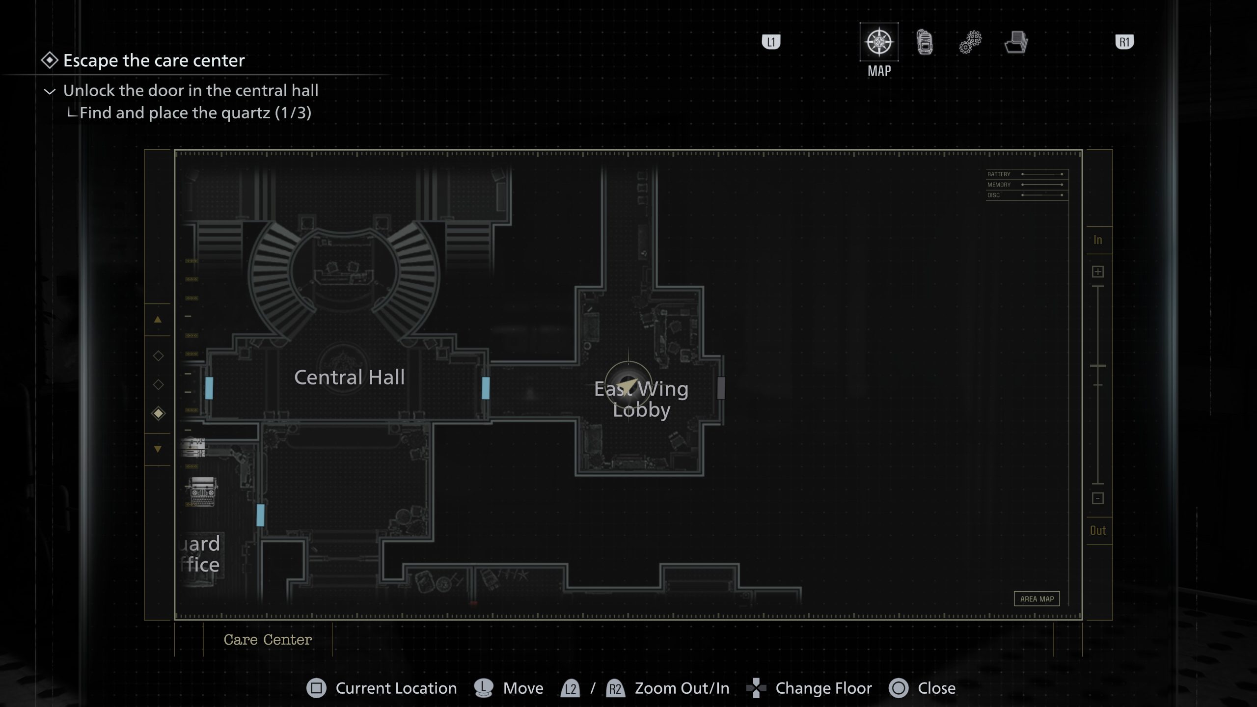 Carte du hall du bâtiment est