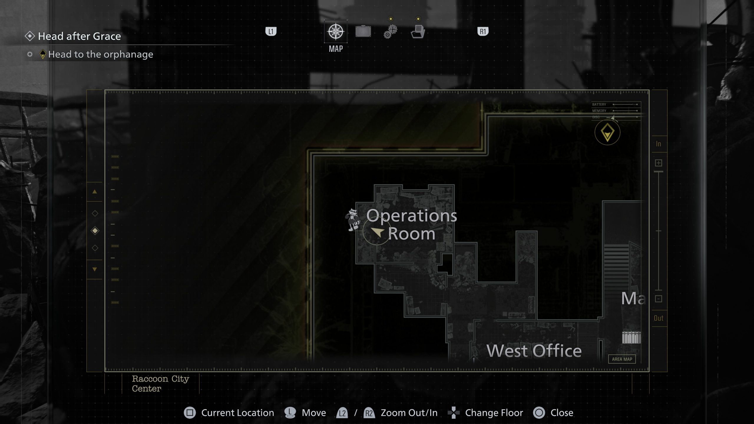 Carte de la salle des opérations R.P.D.