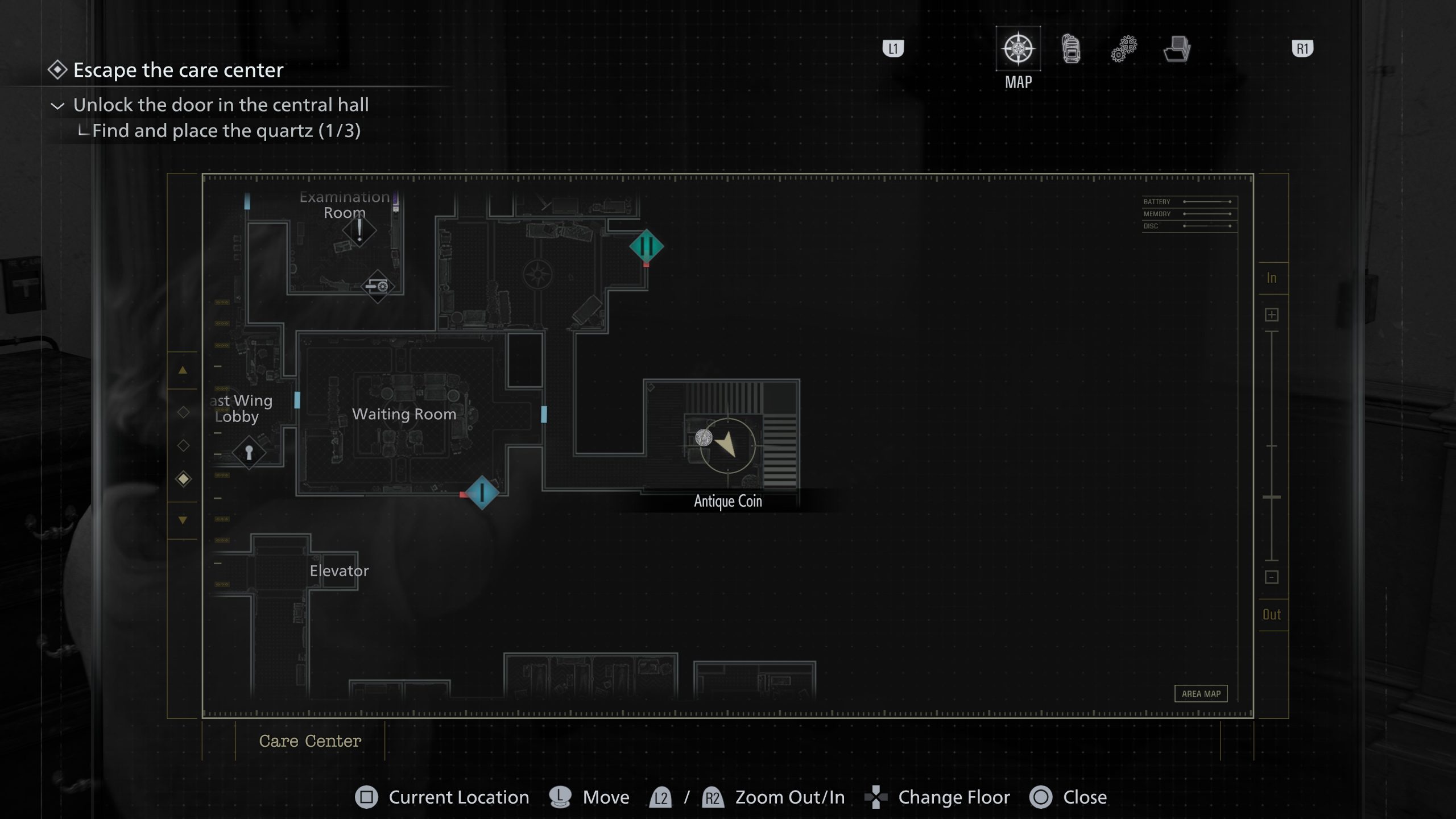 Carte de la salle d'attente