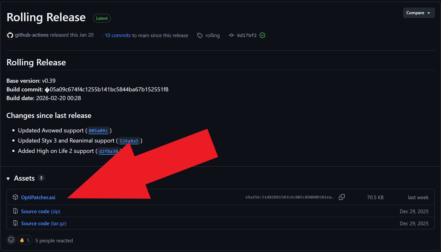 Page GitHub pour une 'Rolling Release'