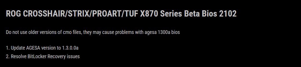 Mise à jour de la série ROG CROSSHAIR/STRIX/PROART/TUF X870 pour le BIOS 2102