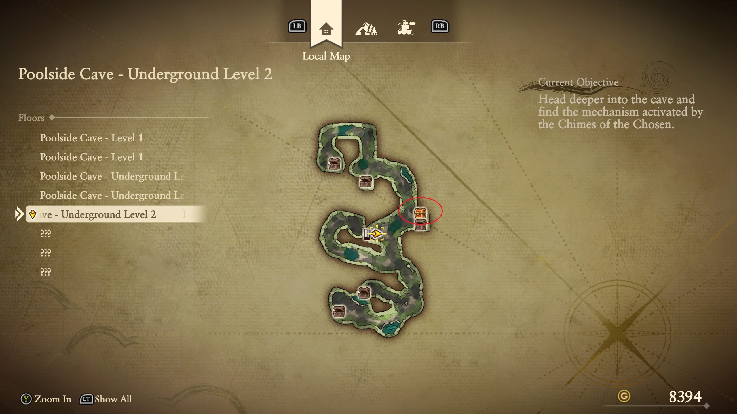 Carte de Dragon Quest VII Reimagined indiquant l'emplacement des coffres.