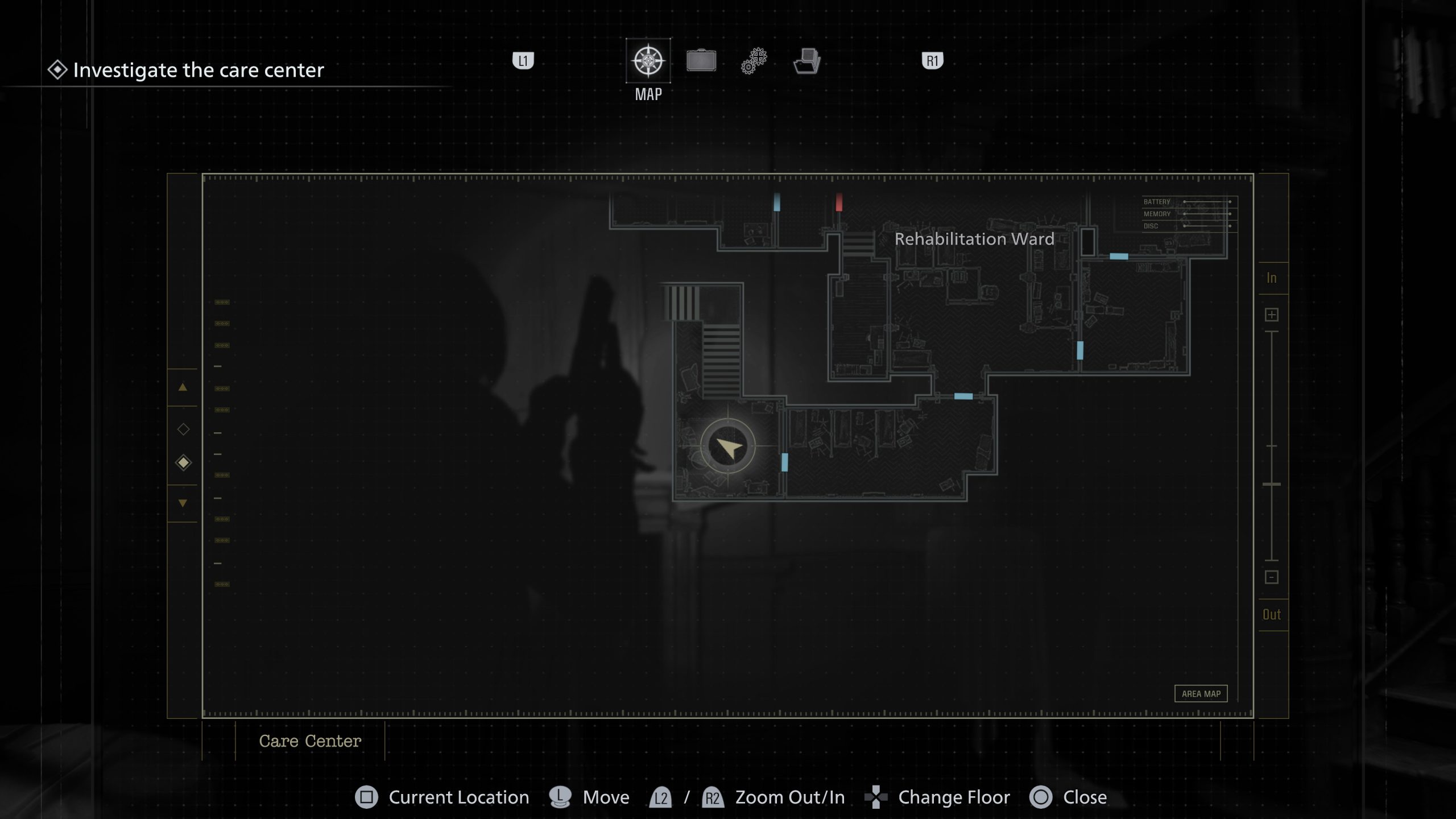 Carte de la salle de réhabilitation