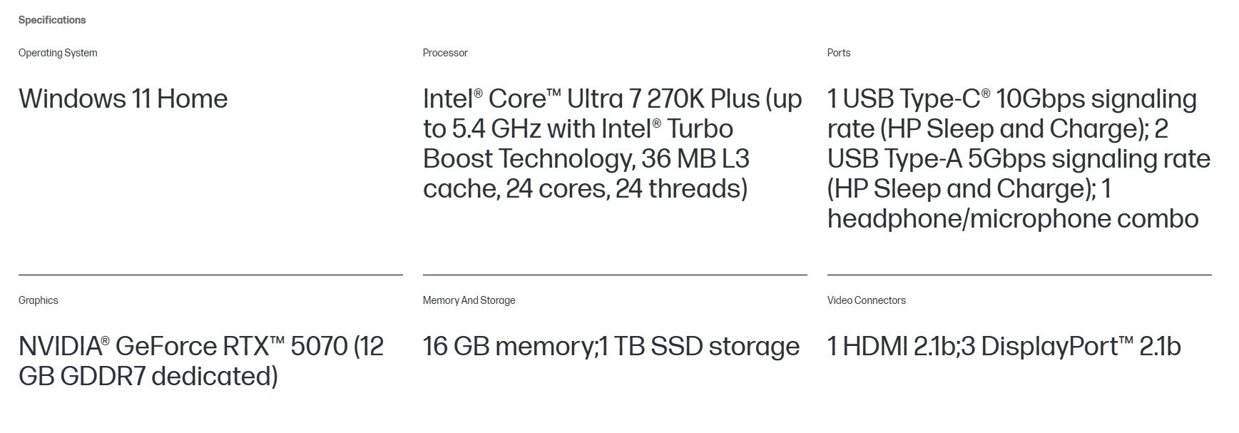 Spécifications de l'HyperX OMEN 35L