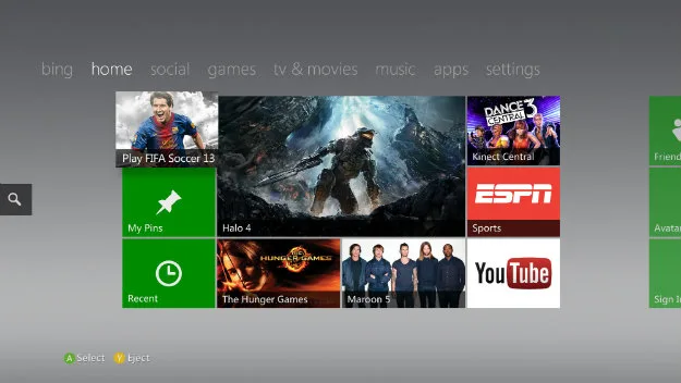 Xbox 360 home screen