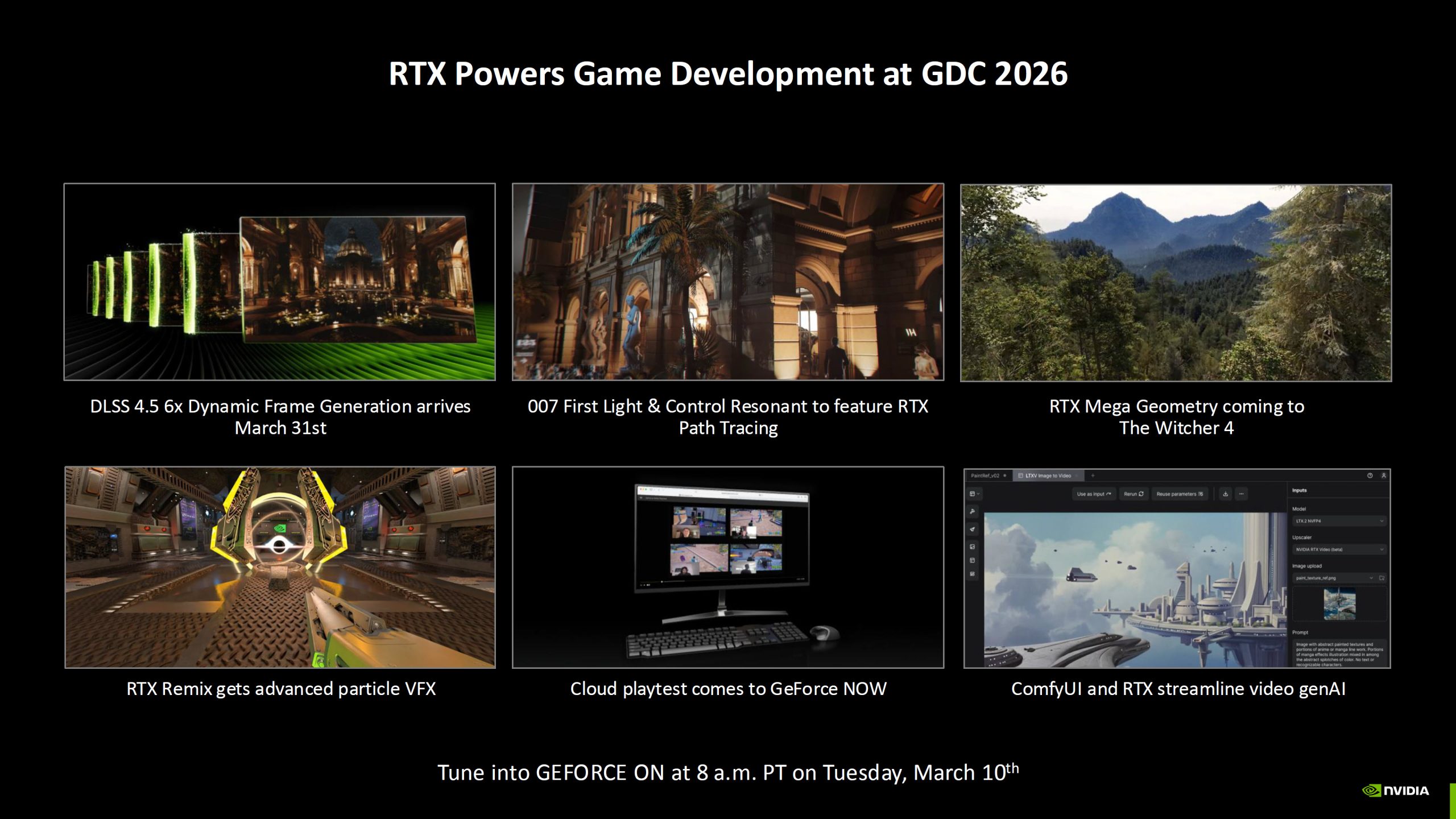 Diapositive de présentation sur les développements de jeux avec NVIDIA RTX