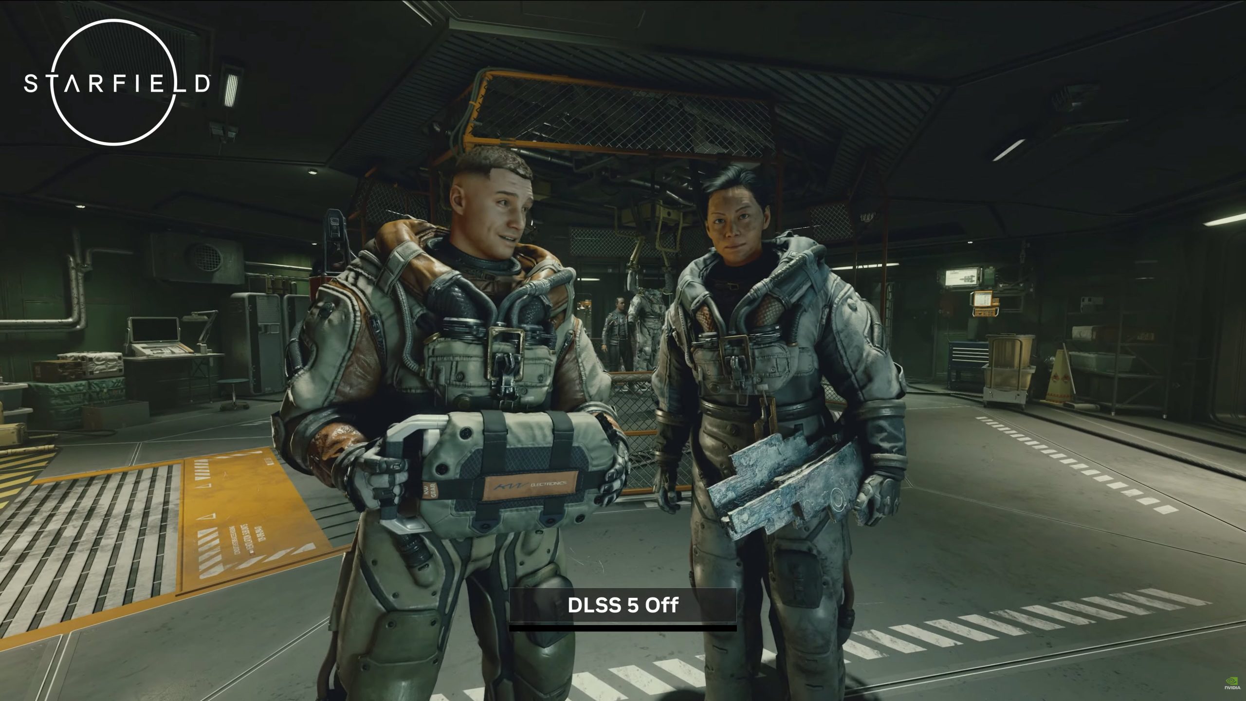 Scène de 'Starfield' avec 'DLSS 5 Off'.