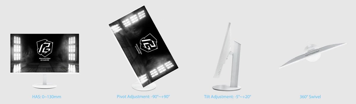 Moniteur Phantom Gaming avec ses caractéristiques d'ajustement.