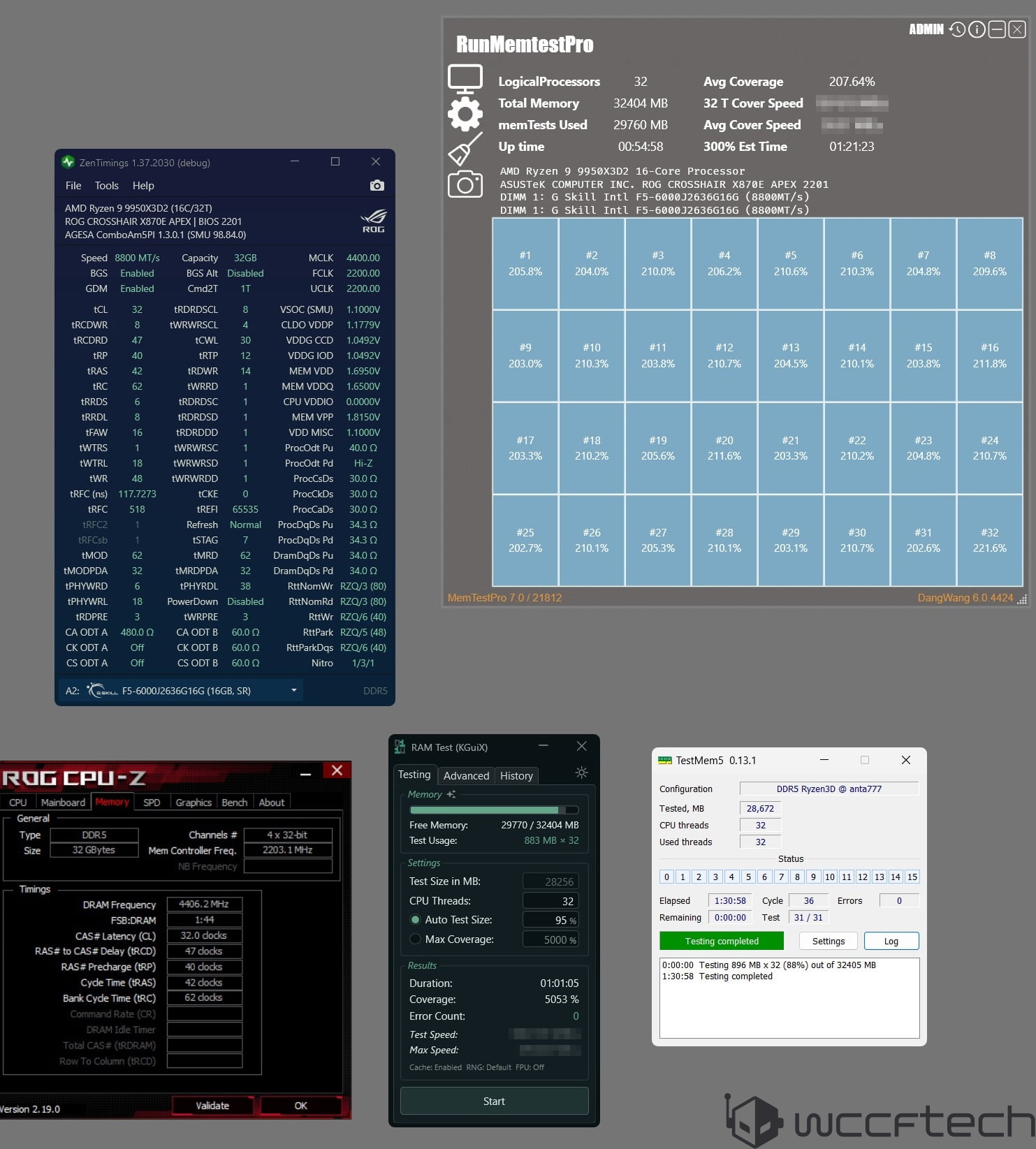 Tests de mémoire sur AMD Ryzen 9 9950X3D2