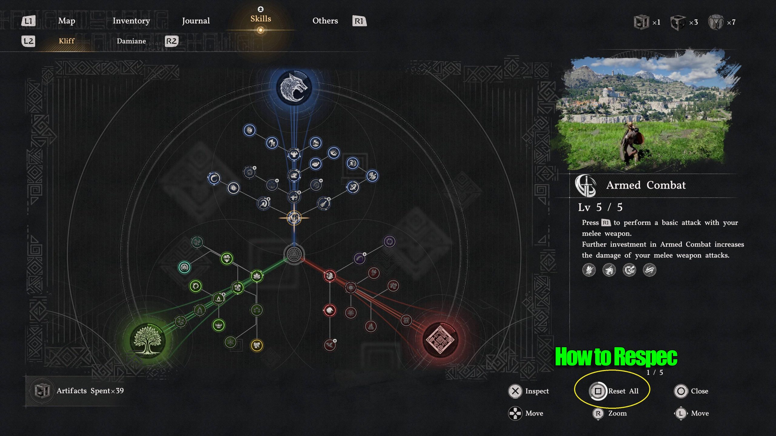 L'interface de l'arbre de compétences de Crimson Desert montrant les capacités d'un personnage.