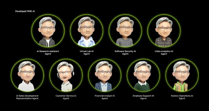 Avatars animés représentant divers agents IA