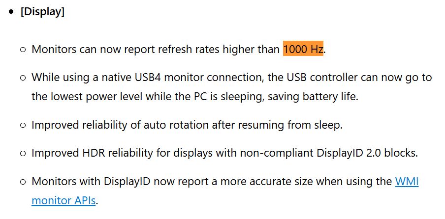 Détails sur les fonctionnalités des affichages, incluant la capacité à signaler des rafraîchissements supérieurs à 1000 Hz.
