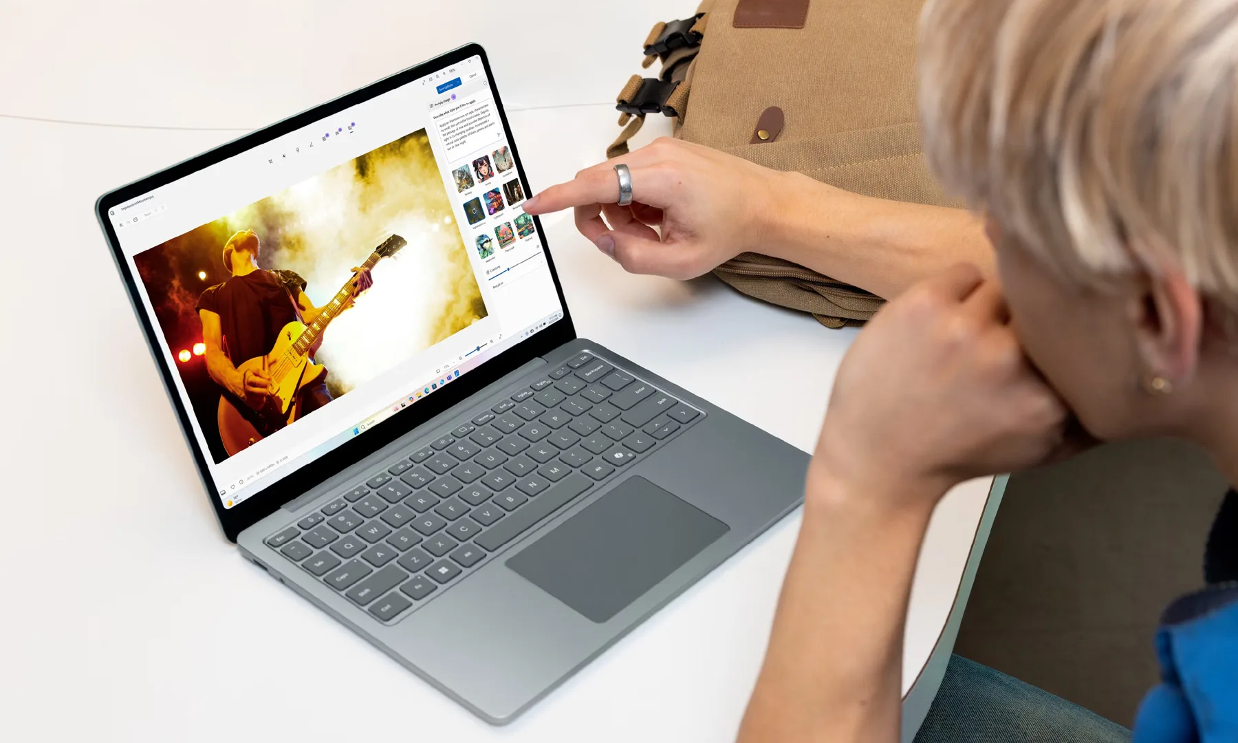 Microsoft Surface Laptop Touch Screen Interaction with Windows 11
