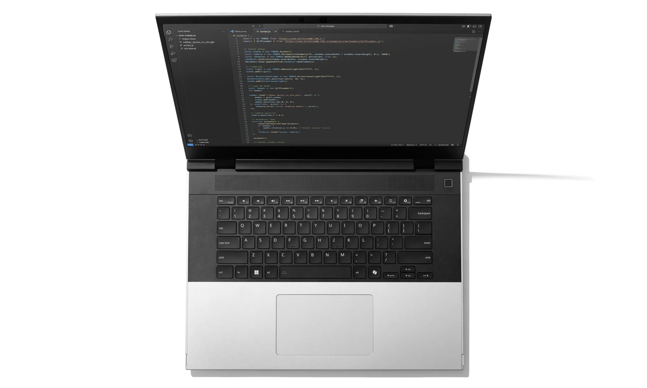 Framework laptop 16 top down view