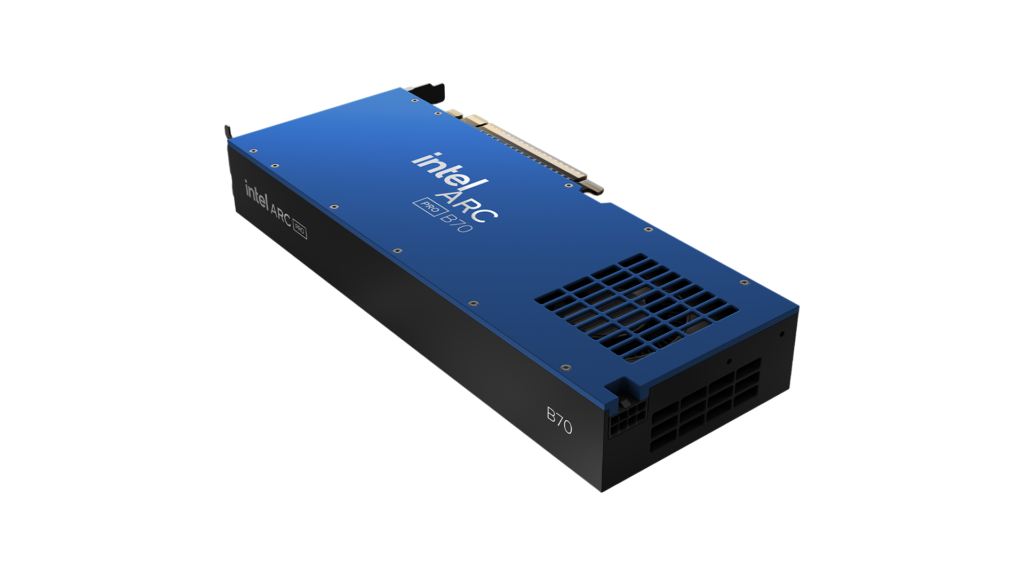 Carte graphique Intel Arc Pro B70 montrant son design.