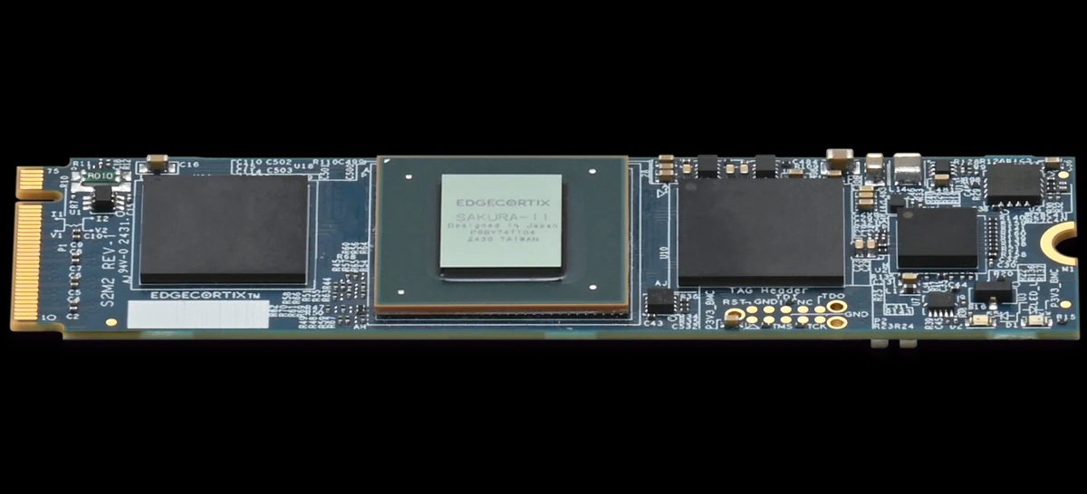 An EdgeCortix SAKURA-I1 chip mounted on a S2M2 Rev-C board.