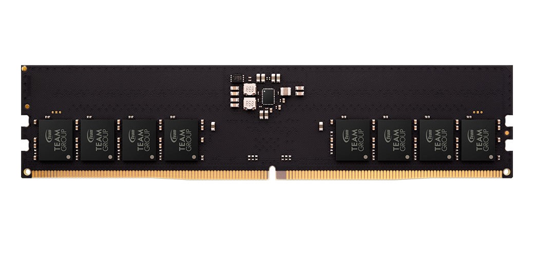 A black RAM module from Team Group with multiple chips labeled 'TEAM GROUP' is shown.
