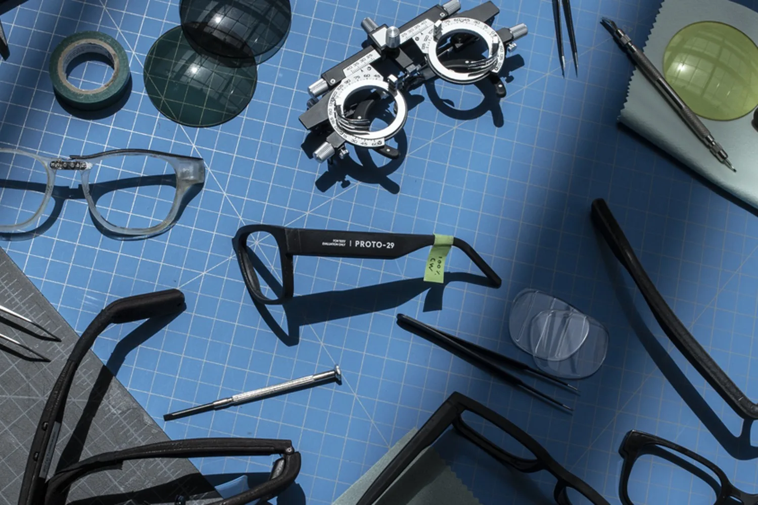 Google's AR glasses laying on a table.