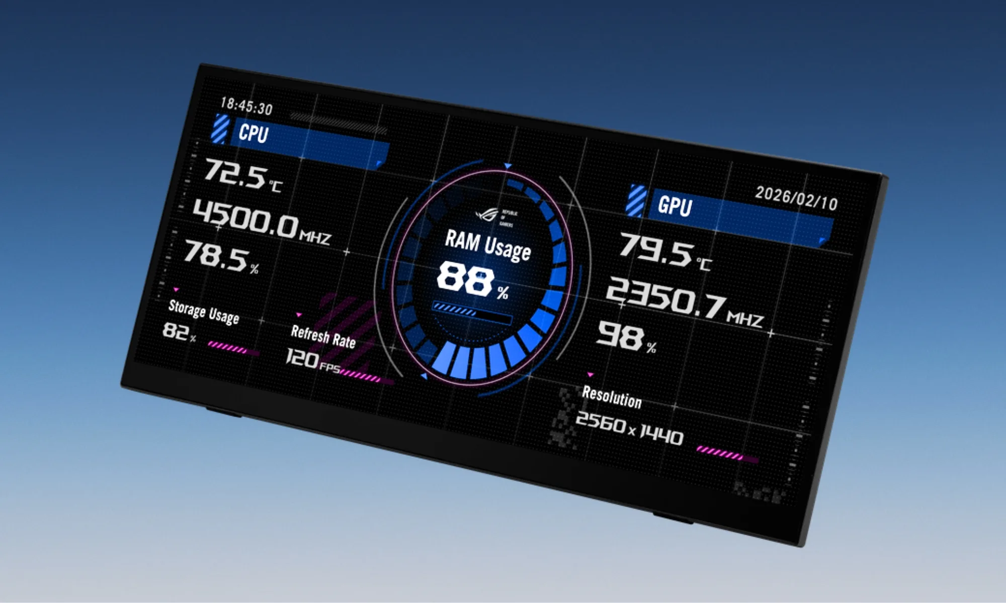 Strix XG129C showcasing CPU and GPU information.