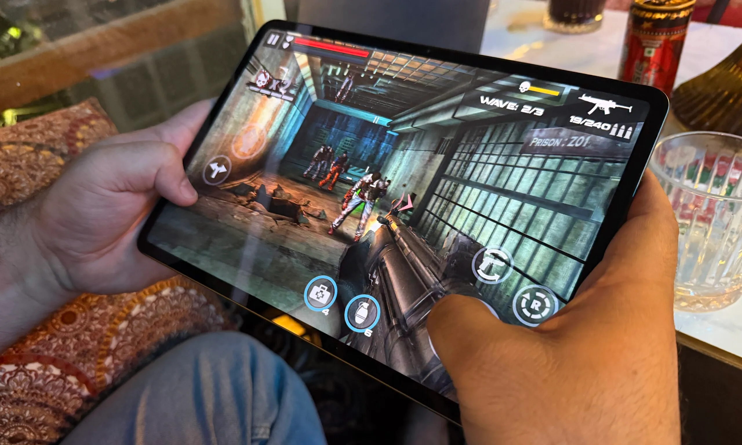 Playing game on Xiaomi Pad 8 Pro tablet.