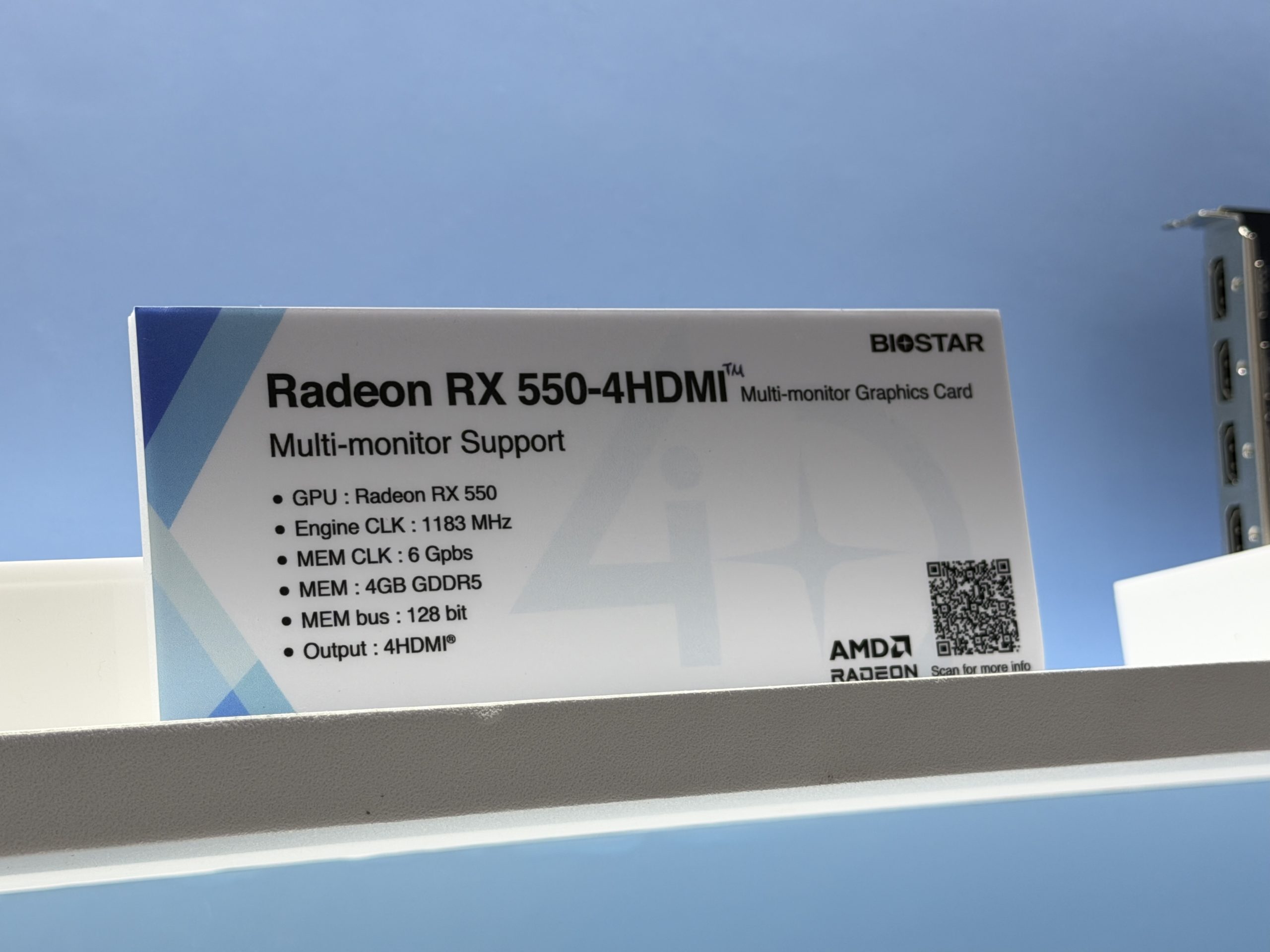 Fiche technique de la carte Biostar Radeon RX 550-4HDMI.