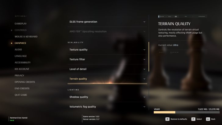 Menu des réglages graphiques - partie 2.