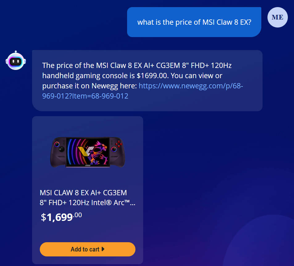 Capture d'écran de la page produit sur Newegg.