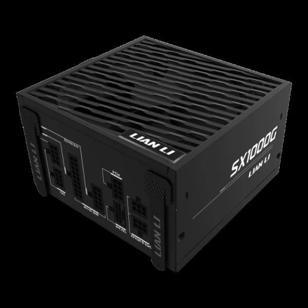 Une alimentation modulaire Lian Li SX1000G avec son marquage visible sur les côtés.