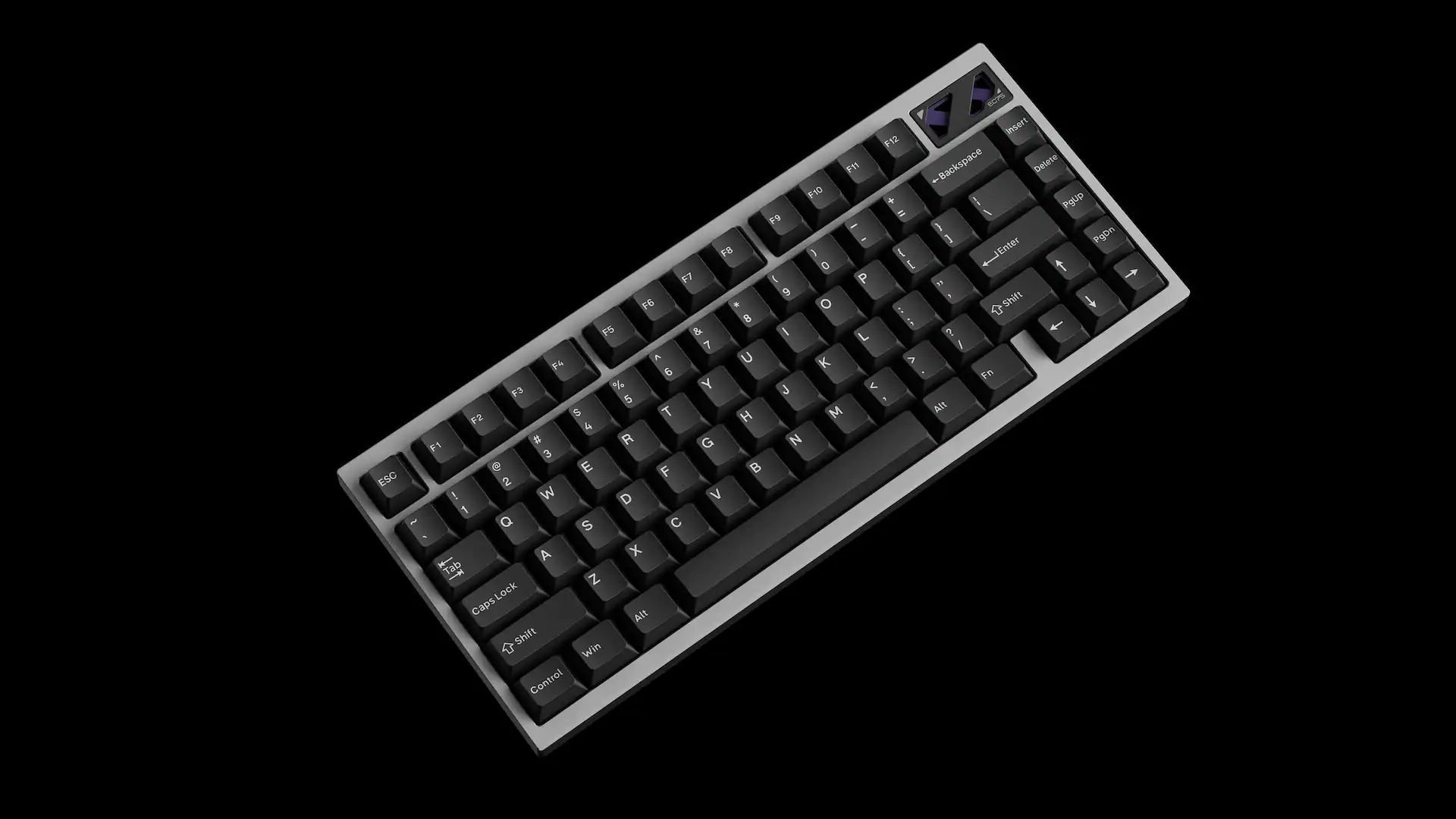 Un clavier de jeu mécanique au design épuré et sans marque apparente, avec des touches noires. La touche Escape est remplacée par une touche 'Backspace'.