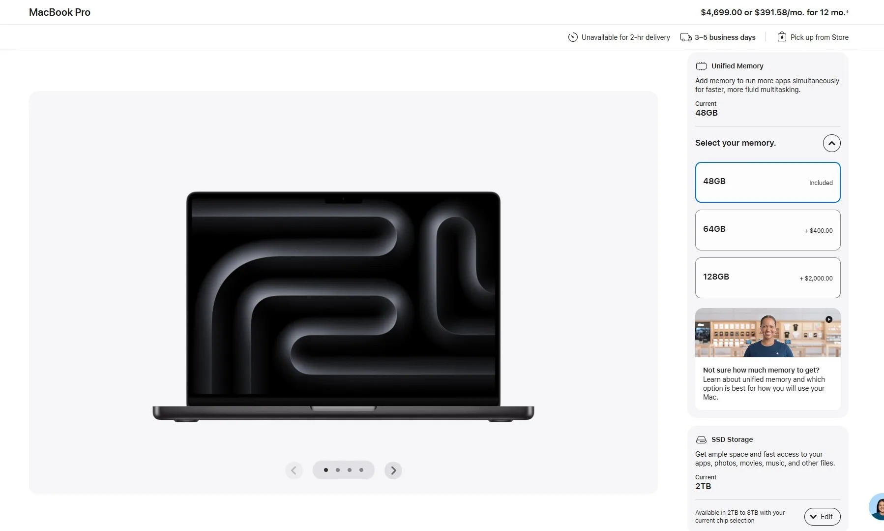 Page de configuration MacBook Pro Apple
