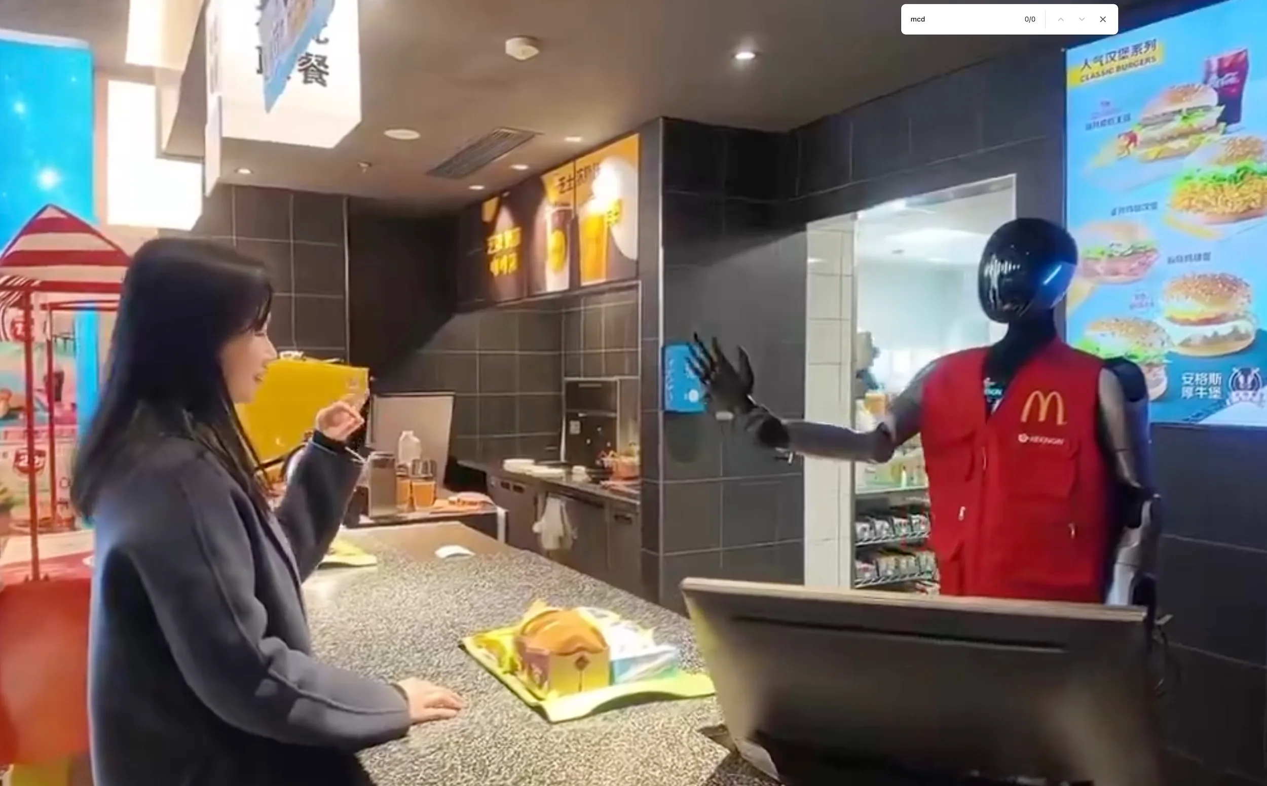 Robots working at a McDonald's.