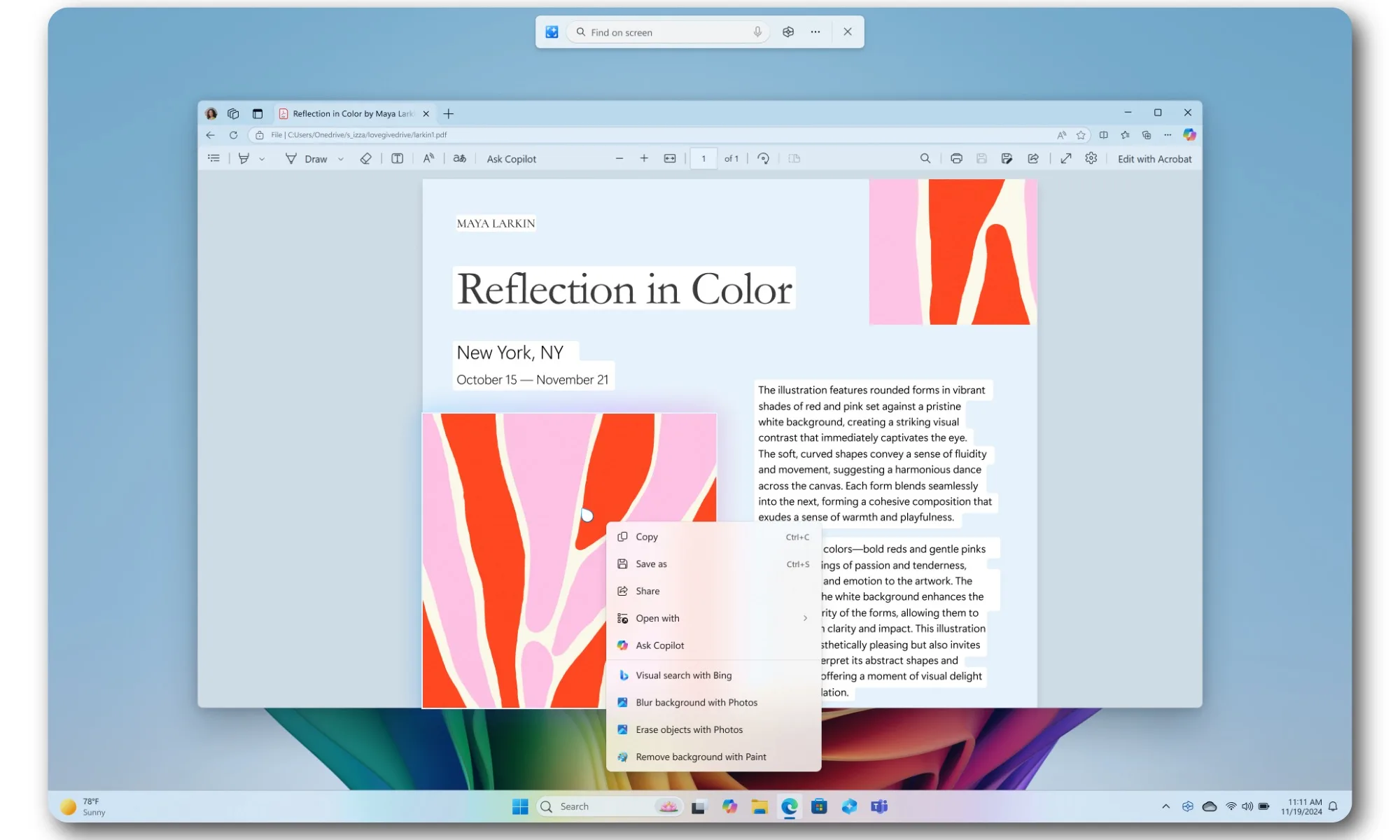 Click to Do feature in Windows 11.