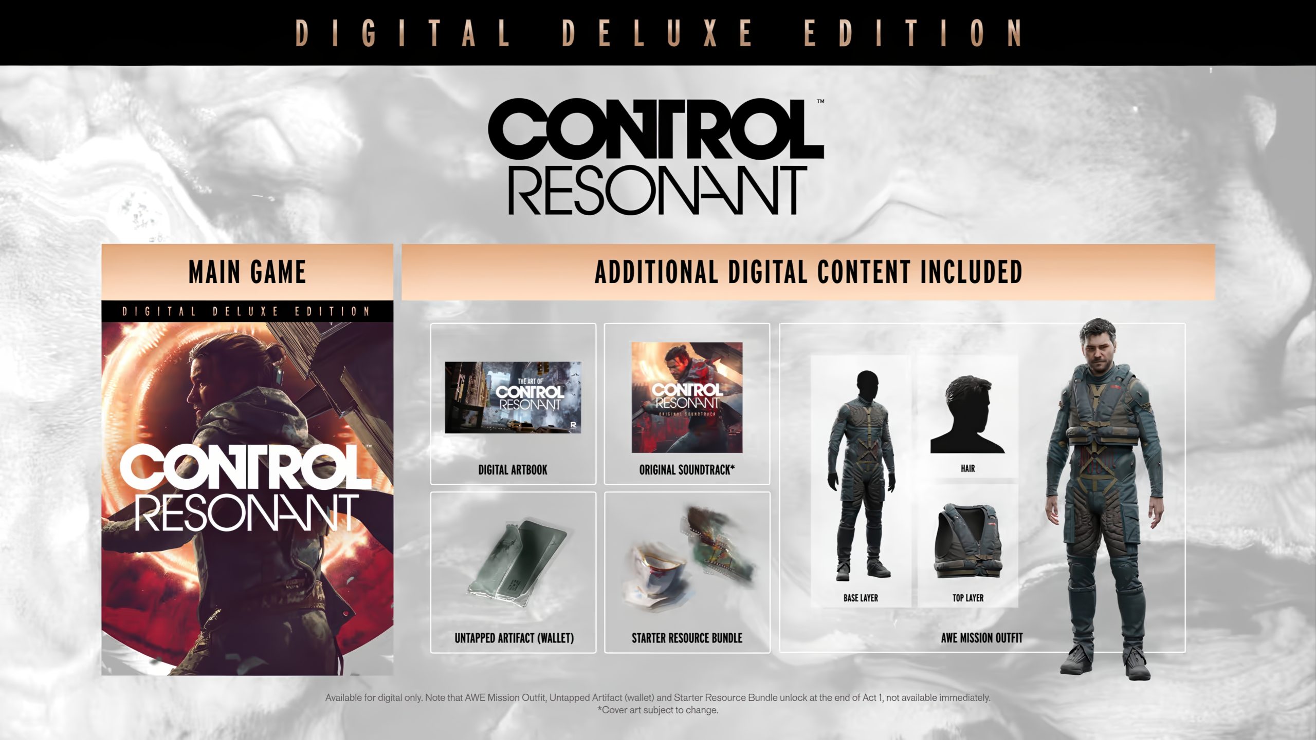 Visuel de l'Édition Digital Deluxe de Control Resonant listant les contenus additionnels.