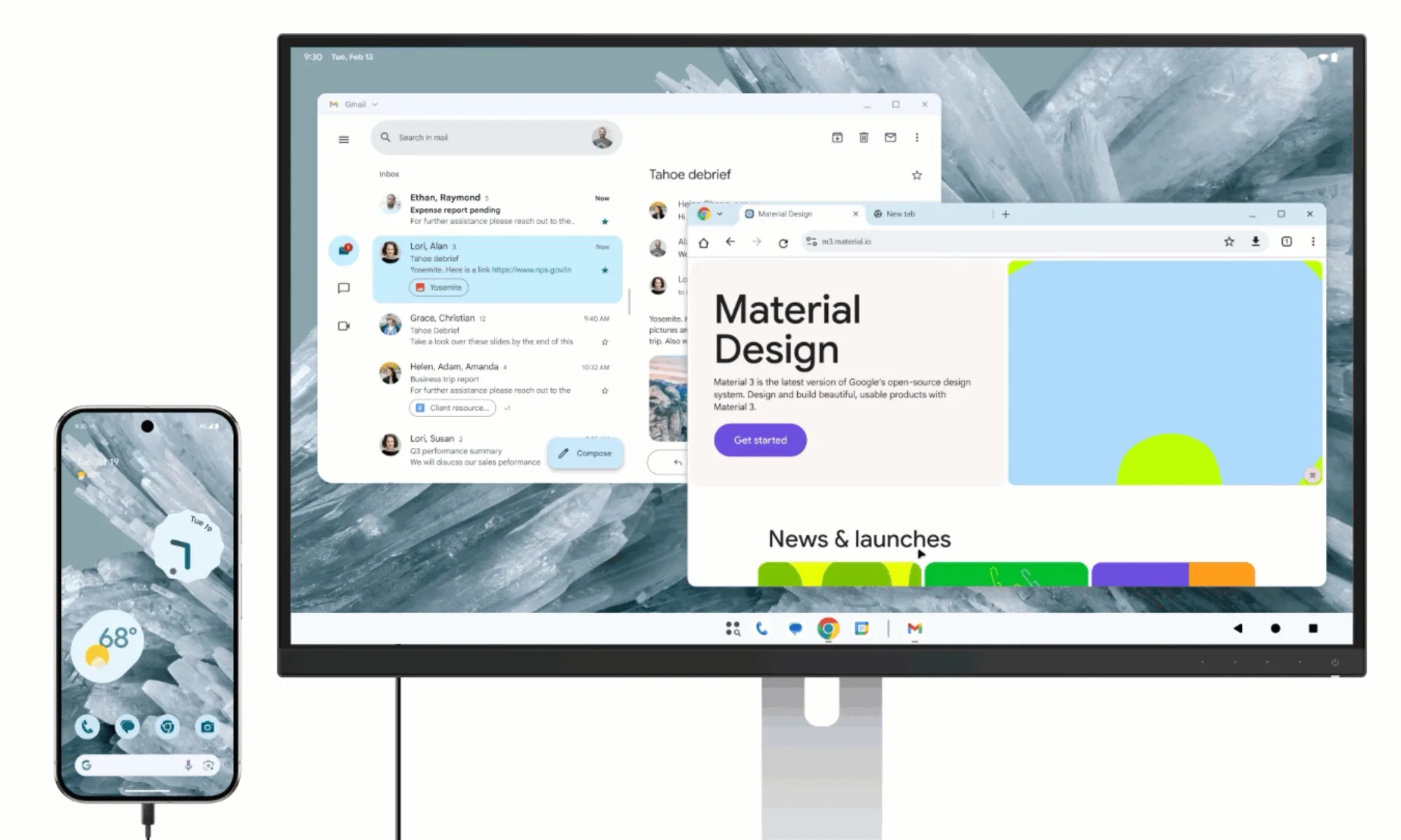 Desktop mode within Android 16.